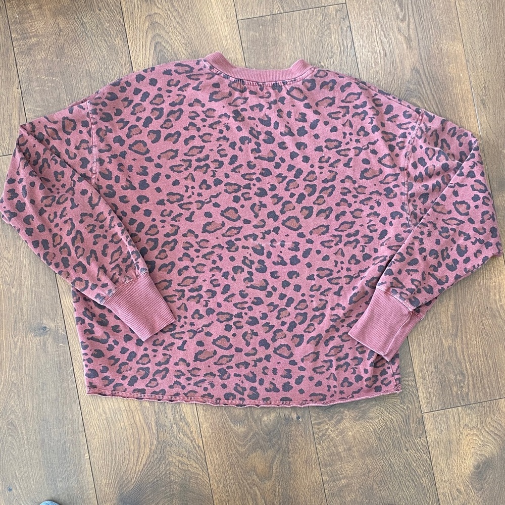 Sundry Leopard Matching Sweat Set - Pullover Sweatshirt & Jogger Sweatpants S/M - Picture 4 of 9